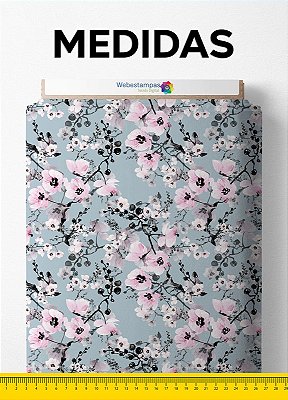 Tecido Tricoline Estampa Digital Floral 138 com 1,55m de Largura