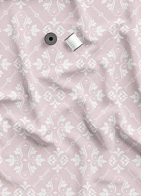 Tecido Tricoline Estampa Digital Arabesco Clássico Fundo Rosa 1,55m de Largura