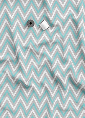 Tecido Tricoline Estampa Digital Chevron Verde e Cinza 1,55m de Largura