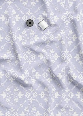 Tecido Tricoline Misto Estampa Digital Arabesco Clássico Fundo Lilas 1,55m de Largura