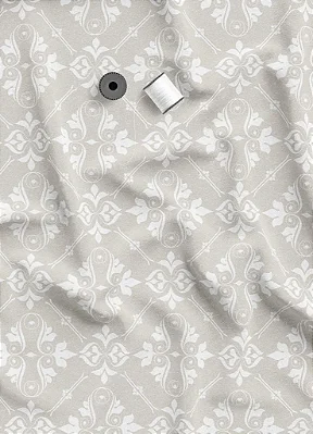 Tecido Tricoline Misto Estampa Digital Arabesco Clássico Fundo Palha 1,55m de Largura