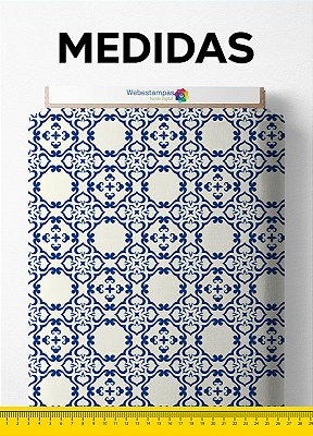 Tecido Malha 100% Algodão Fio 30 Estampa Digital Arabesco Azul Braga 1,50m de Largura