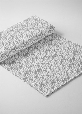 Tecido Malha 100% Algodão Fio 30 Estampa Digital Arabesco Branco 3D 1,50m de Largura