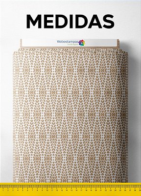Tecido Malha 100% Algodão Fio 30 Estampa Digital Arabesco Minimalista Palha 1,50m de Largura