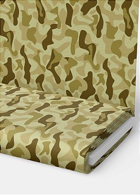Tecido Malha 100% Algodão Fio 30 Estampa Digital Camuflado Verde Bege e Marrom 1,50m de Largura
