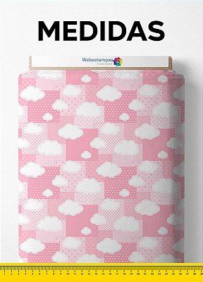 Tecido Malha 100% Algodão Fio 30 Estampa Digital Nuvem Patchwork 1,50m de Largura