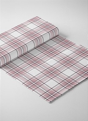 Tecido Malha 100% Algodão Fio 30 Estampa Digital Xadrez Quadros Rosa e Cinza 1,50m de Largura