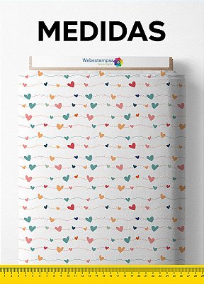 Tecido Malha 100% Algodão Fio 24 Estampa Digital Mini Corações Coloridos 1,50m de Largura