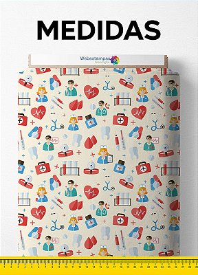 Tecido Malha 100% Algodão Fio 24 Estampa Digital Saúde 9 1,50m de Largura