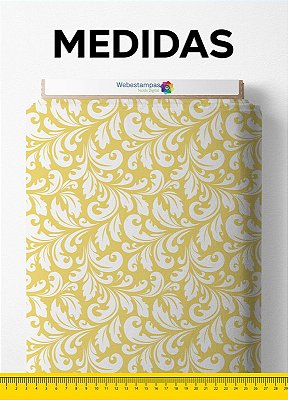 Tecido Suedine Estampa Digital Arabesco Amarelo 1,55 de Largura