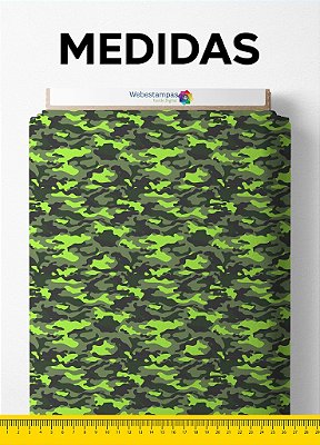 Tecido Cetim Estampa Digital Camuflagem Tons de Verde 1,40m de Largura