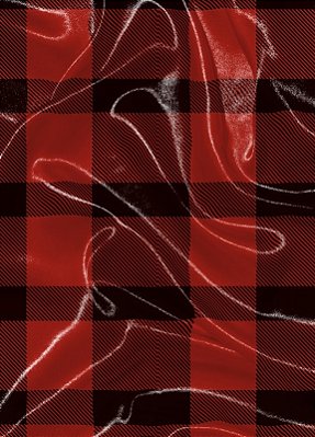 Tecido Cetim Estampa Digital  Xadrez Fino Vermelho e Preto 1,40m de Largura