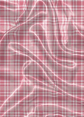 Tecido Cetim Estampa Digital  Xadrez Mini Rosa e Branco 1,40m de Largura