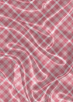 Tecido Cetim Estampa Digital  Xadrez Quadrado Rosa e Branco 1,40m de Largura