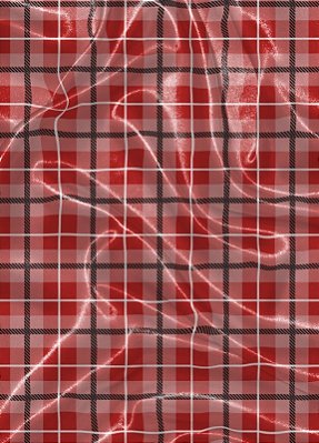 Tecido Cetim Estampa Digital  Xadrez Quadros Vermelho e Branco 1,40m de Largura