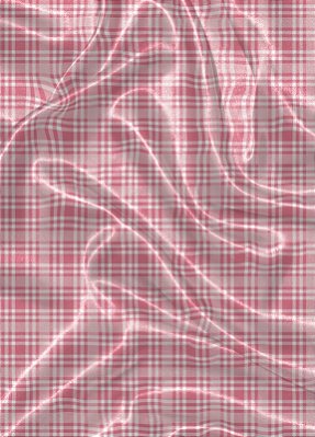 Tecido Cetim Estampa Digital  Xadrez Rosa Listras Branca 1,40m de Largura