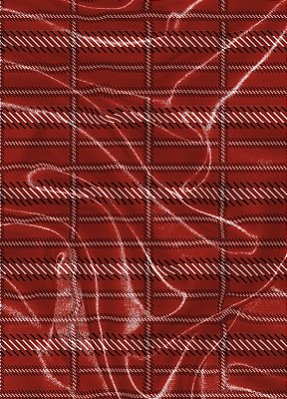 Tecido Cetim Estampa Digital  Xadrez Vermelho Listras Brancas 1,40m de Largura