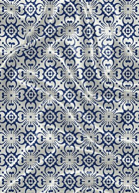 Tecido Cetim Estampa Digital Arabesco Azul Aletejano 1,40m de Largura