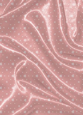 Tecido Cetim Estampa Digital Corações Fundo Rosa 1,40m de Largura