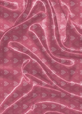 Tecido Cetim Estampa Digital Lindos Corações Fundo Pink 1,40m de Largura