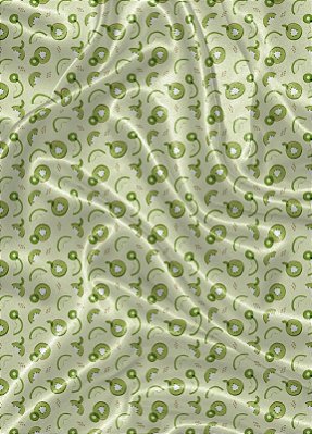 Tecido Cetim Estampa Digital Kiwi Fundo Verde 1,40m de Largura