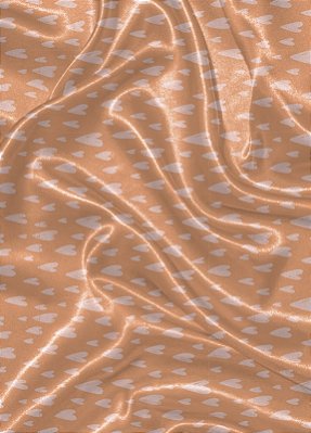 Tecido Cetim Estampa Digital Coração Laranja e Rosa 1,40m de Largura