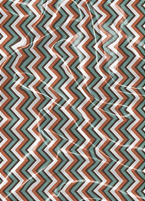 Tecido Cetim Estampa Digital Chevron Azul Marrom e Laranja  1,40m de Largura