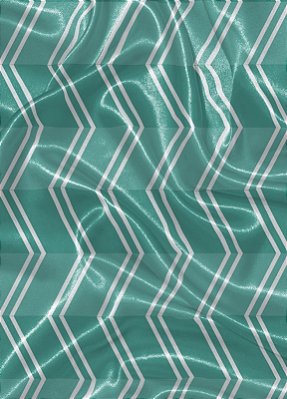 Tecido Cetim Estampa Digital Chevron Branco e Verde 1,40m de Largura