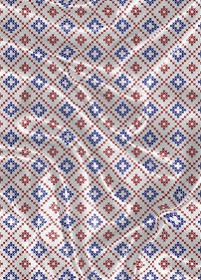 Tecido Cetim Estampa Digital Ponto Cruz Vermelho e Azul 1,40m de Largura