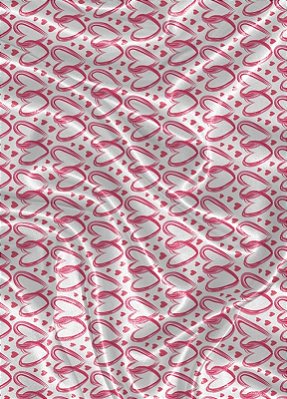 Tecido Cetim Estampa Digital Corações Entrelaçados Pink 1,40m de Largura