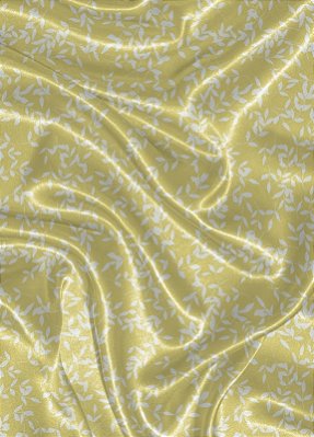 Tecido Cetim Estampa Digital Folhinhas Fundo Amarelo 1,40 de Largura