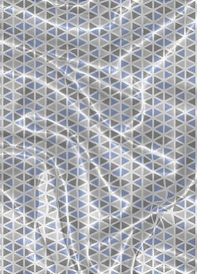 Tecido Cetim Estampa Digital Triângulos Cinza com Azul 1,40 de Largura