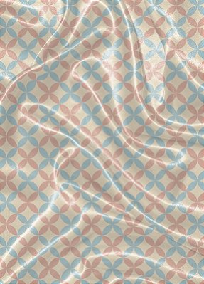 Tecido Cetim Estampa Digital Geometrico Trevo Azul e Rose 1,40m de Largura