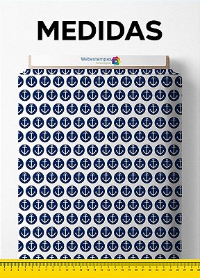 Tecido Cotton Estampa Digital Ancora No Circulo Azul 1,60m de Largura