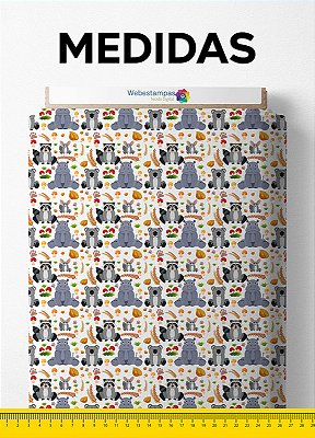 Tecido Cotton Estampa Digital Animais Fofos 1,60m de Largura