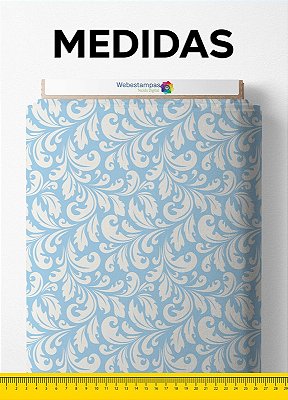 Tecido Cotton Estampa Digital Arabesco Azul 1,60 de Largura
