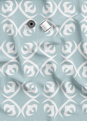 Tecido Cotton Estampa Digital Arabesco Quadros Fundo Azul 1,60m de Largura