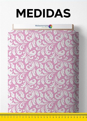 Tecido Cotton Estampa Digital Arabesco Rosa 1,60 de Largura
