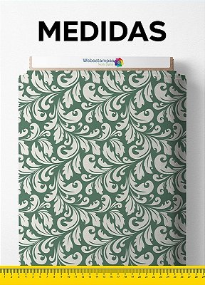 Tecido Cotton Estampa Digital Arabesco Verde 1,60 de Largura