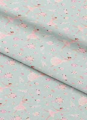 Tecido Cotton Estampa Digital Bailarina Florista 1,60m de Largura