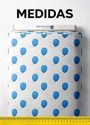 Tecido Cotton Estampa Digital Balões Azuis 1,60m de Largura