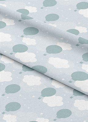 Tecido Cotton Estampa Digital Blue Balloons 1,60m de Largura