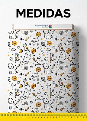 Tecido Cotton Estampa Digital Cães E Gatos 1,60m de Largura