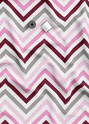 Tecido Cotton Estampa Digital Chevron Rosa e Vinho 1,60m de Largura