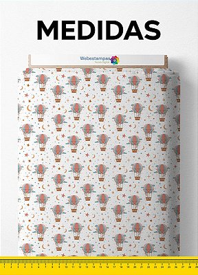 Tecido Cotton Estampa Digital Coelho no Balão 1,60m de Largura