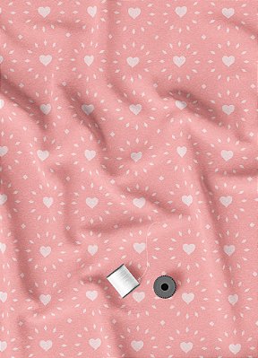 Tecido Cotton Estampa Digital Coração Iluminado 1,60m de Largura