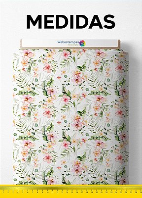 Tecido Cotton Estampa Digital Floral 135 com 1,60m de Largura