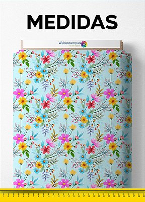 Tecido Cotton Estampa Digital Floral 154 com 1,60m de Largura