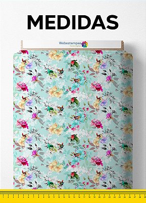 Tecido Cotton Estampa Digital Floral 166 com 1,60m de Largura