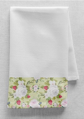 Tecido Cotton Estampa Digital Flores e Morangos 1,60m de Largura